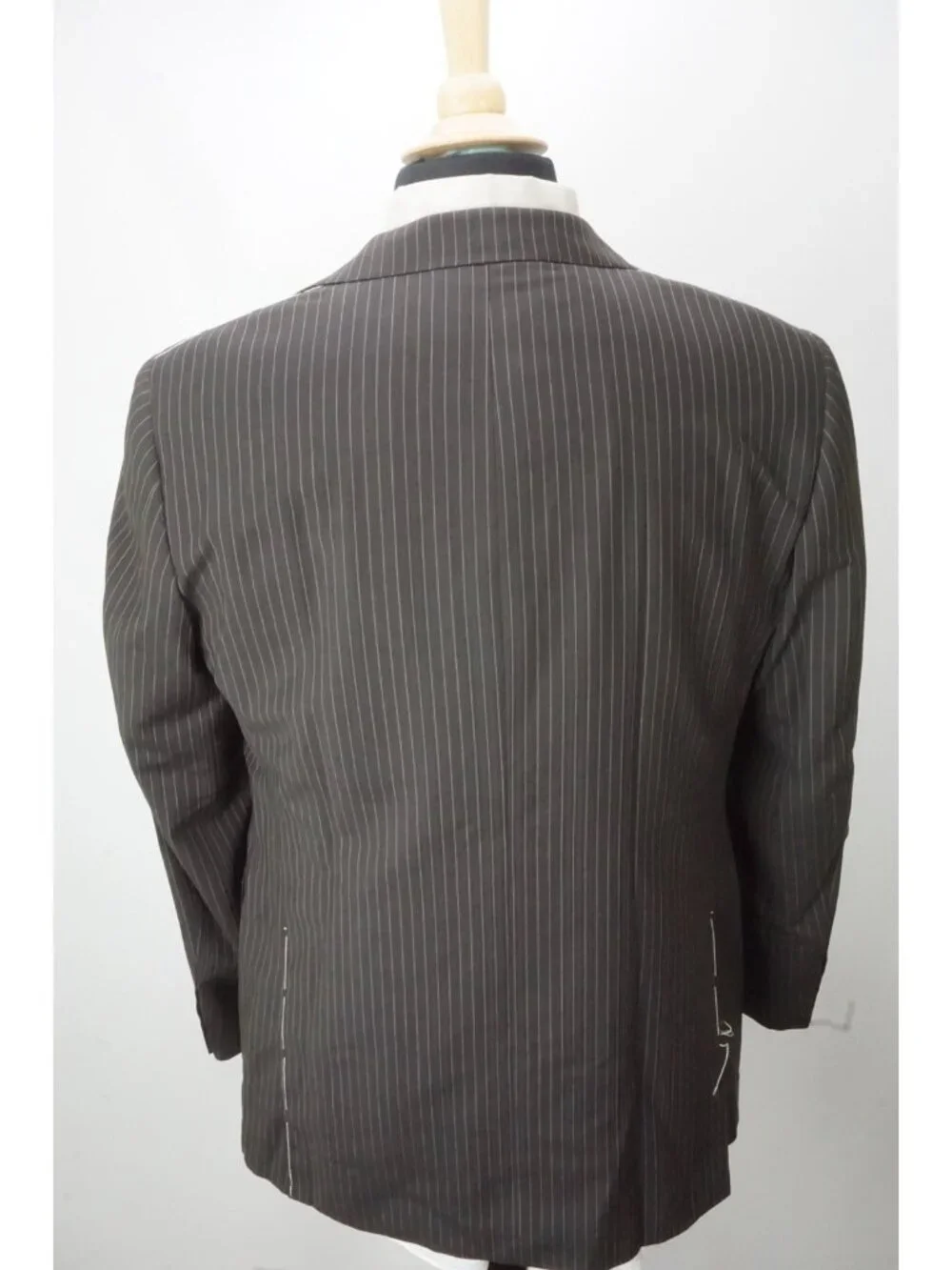Sartoria Partenopea Brown Striped Wool 2 Pc Suit Jacket Pant 50 EU NEW